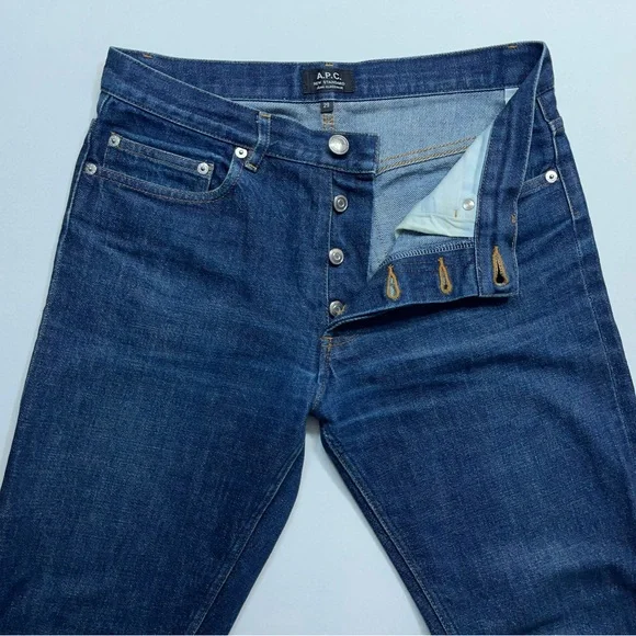 A.P.C. Red Line Selvedge Jeans Mens 29 Blue Denim Button Fly Japan 29” Inseam - Picture 2 of 16